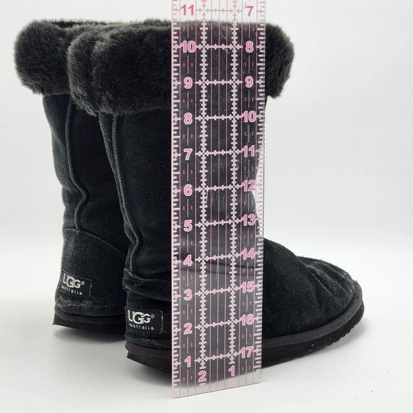 UGG Australia Classic Tall 5815 Sheepskin Suede Black Boots Size 7 - Picture 12 of 12